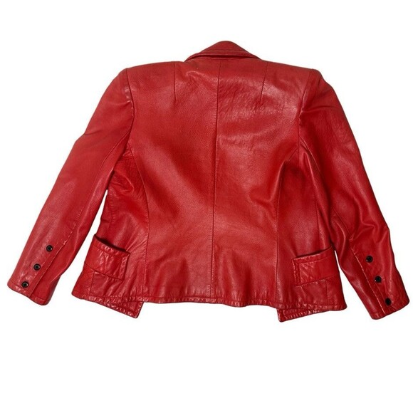 Vintage Givenchy Style Red Leather Blazer – Statement Piece! - Picture 6 of 6